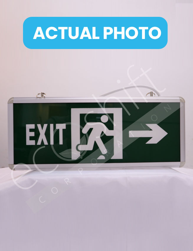 LED Exit Sign Glass Single Face Right Arrow - Actual