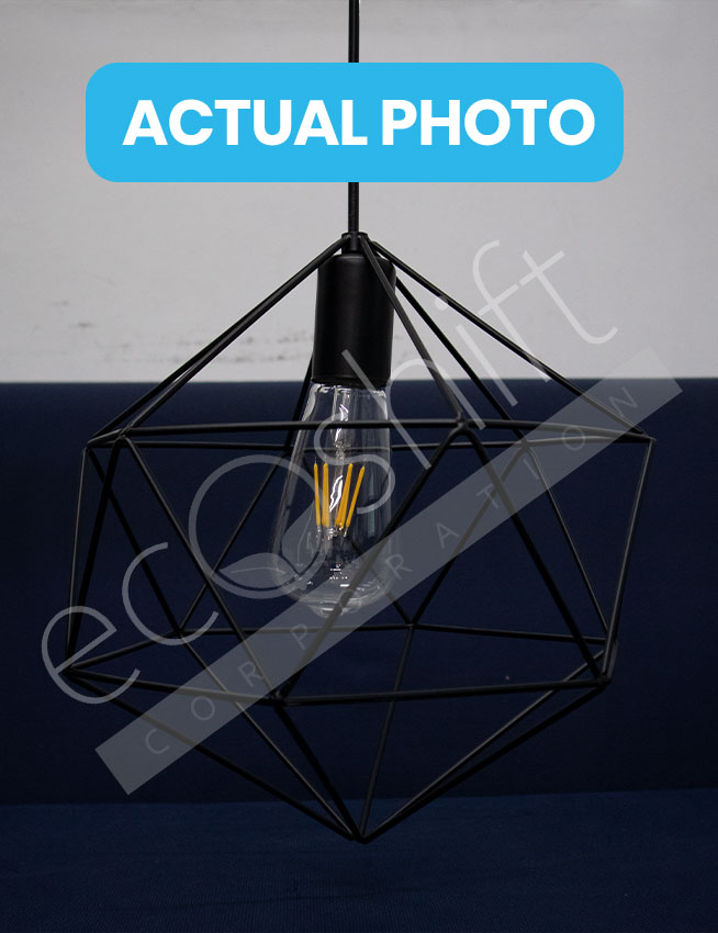 Black geometric metal cage design pendant light