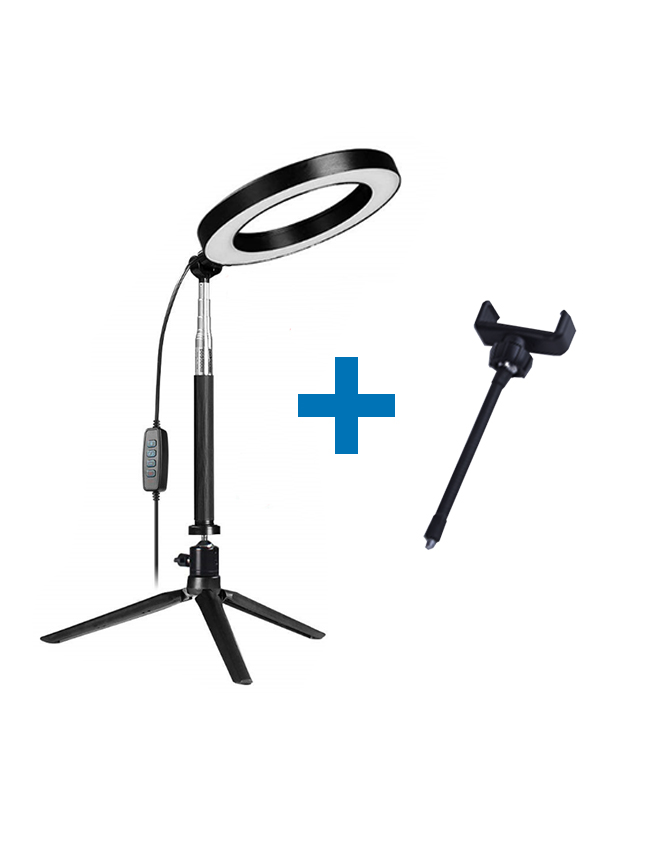 Adjustable ring light with tripod