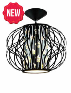 Black spiral cage design chandelier light