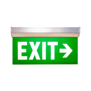 LED exit sign, single face, right arrow – high-visibility emergency signage.