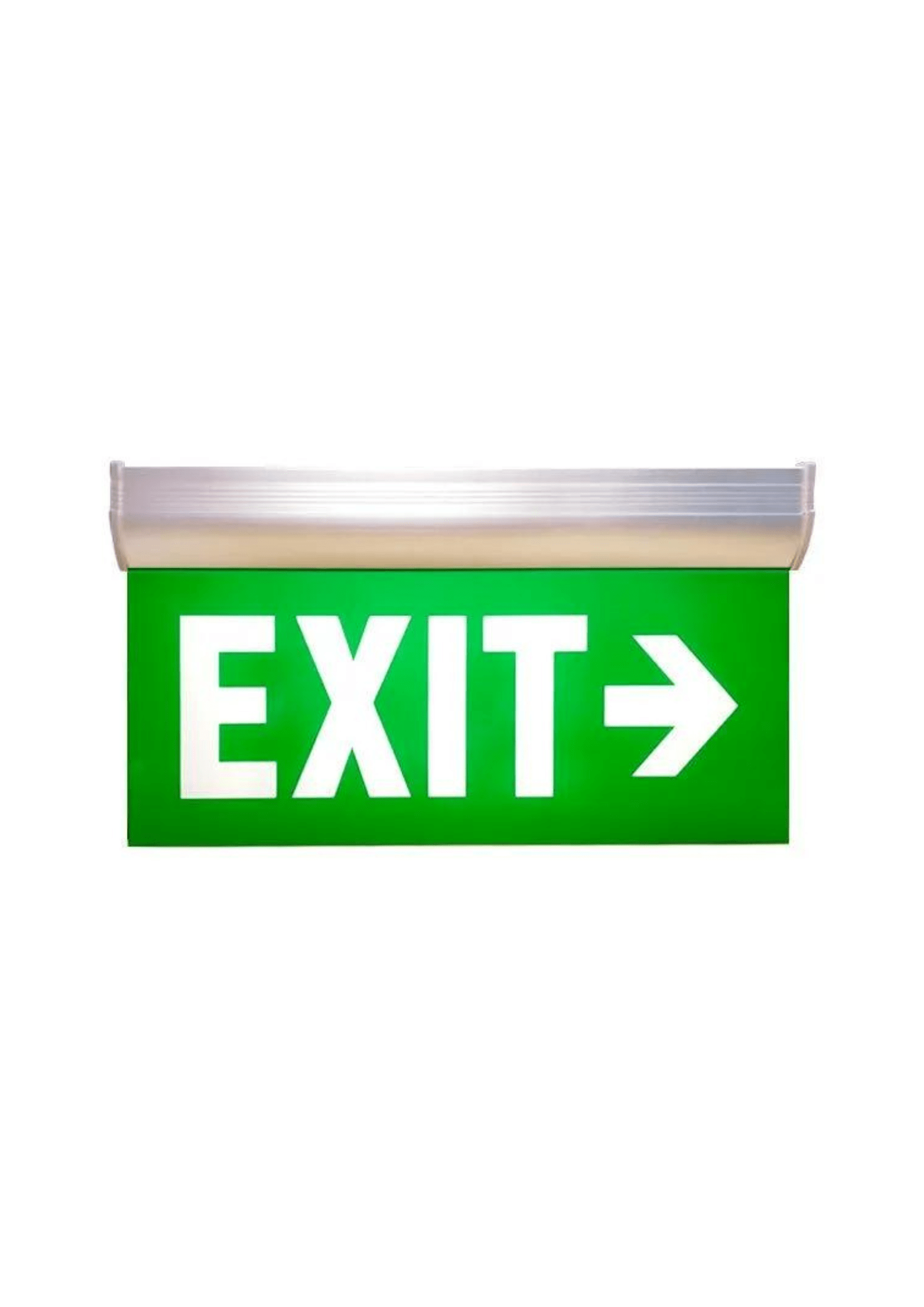 LED exit sign, single face, right arrow – high-visibility emergency signage.
