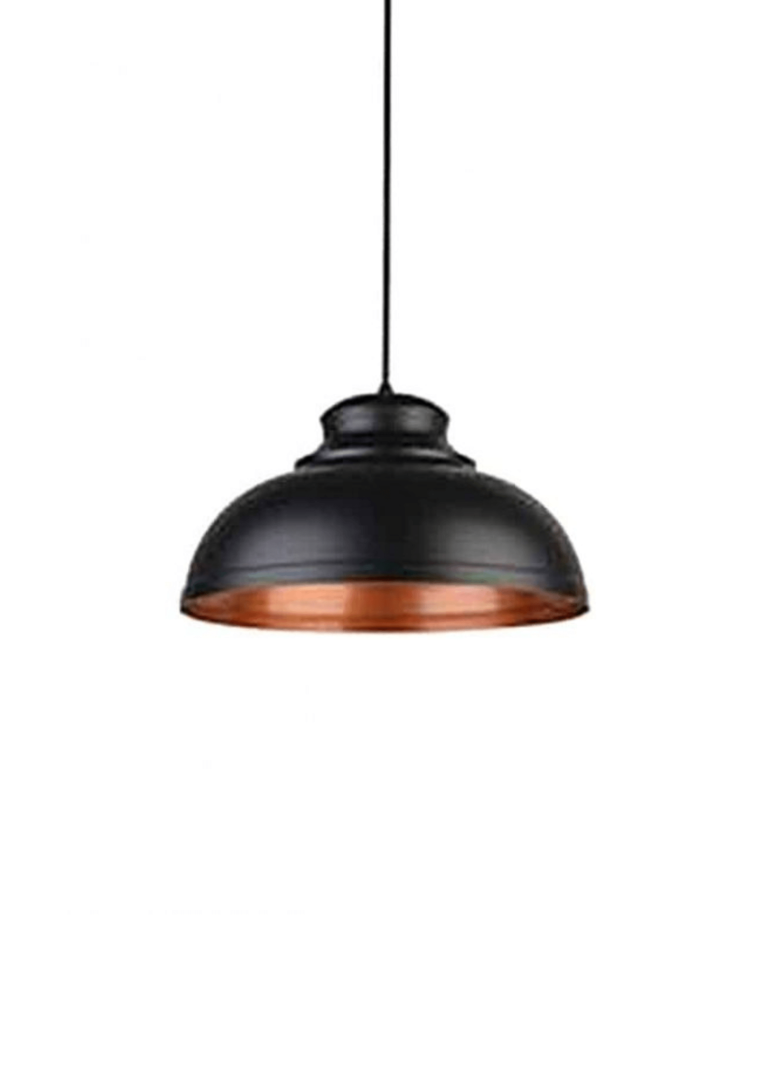 Industrial pendant light, black shaded dome – modern vintage lighting fixture.