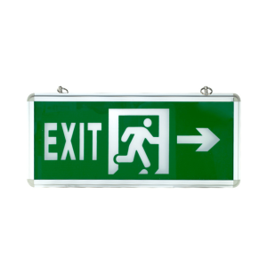 LED exit sign, glass, single face, right arrow – high-visibility emergency signage.