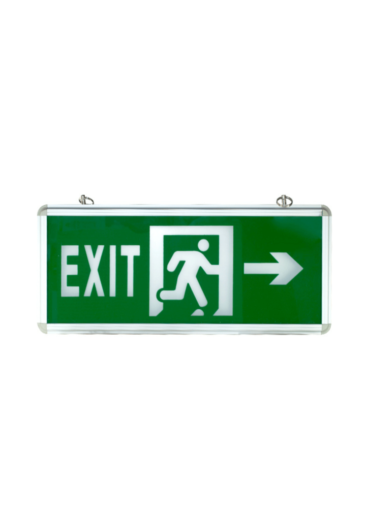 LED Exit Sign Glass Single Face Right Arrow
