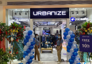 Urbanize retail bag store featuring innovative lighting design.