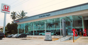 Honda car showroom featuring a sophisticated lighting design.